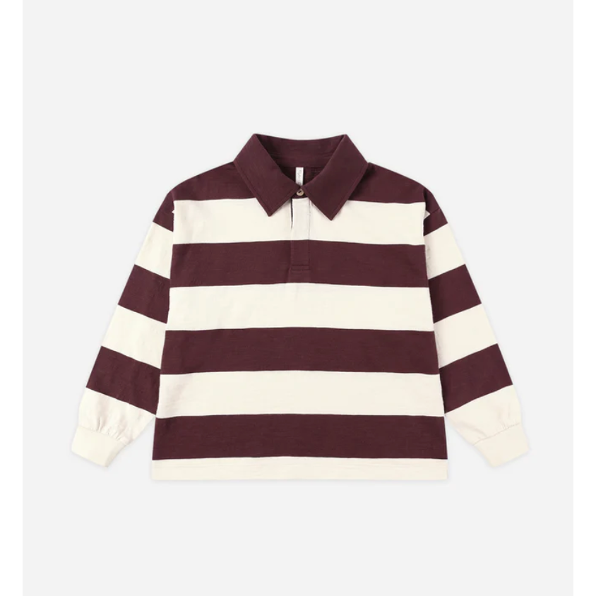 rugby polo || burgundy stripe