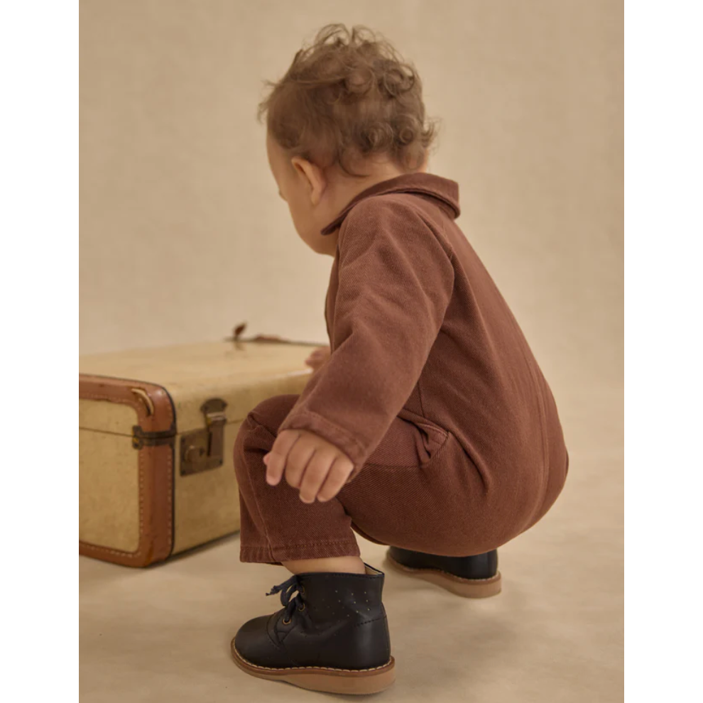 collared baby jumpsuit || brown