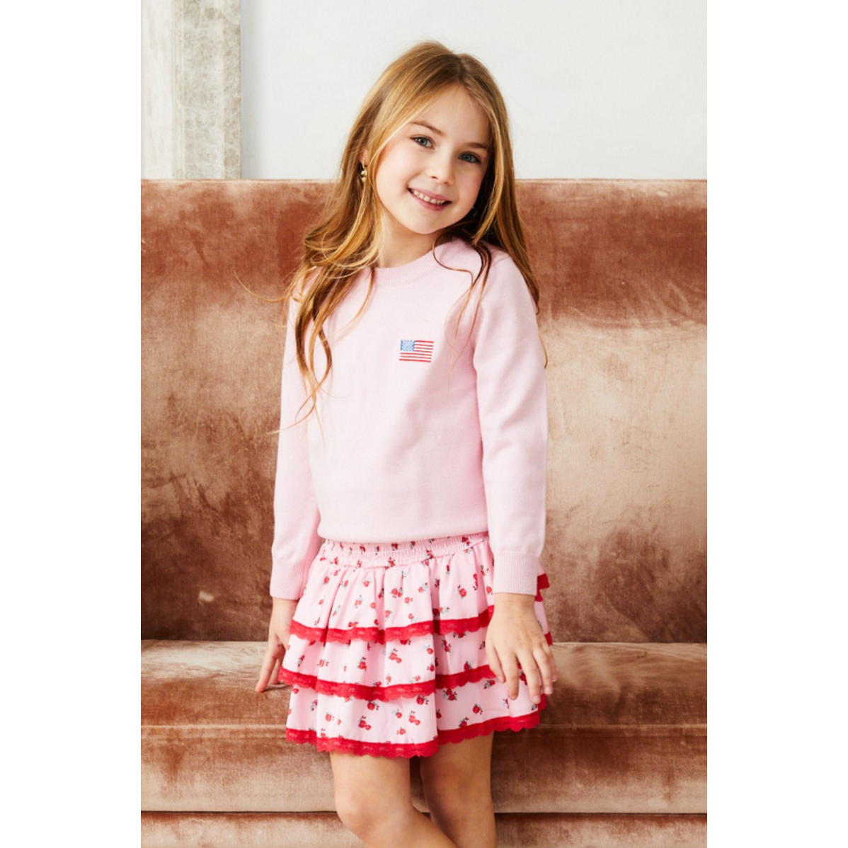 tiegen american flag pink sweater