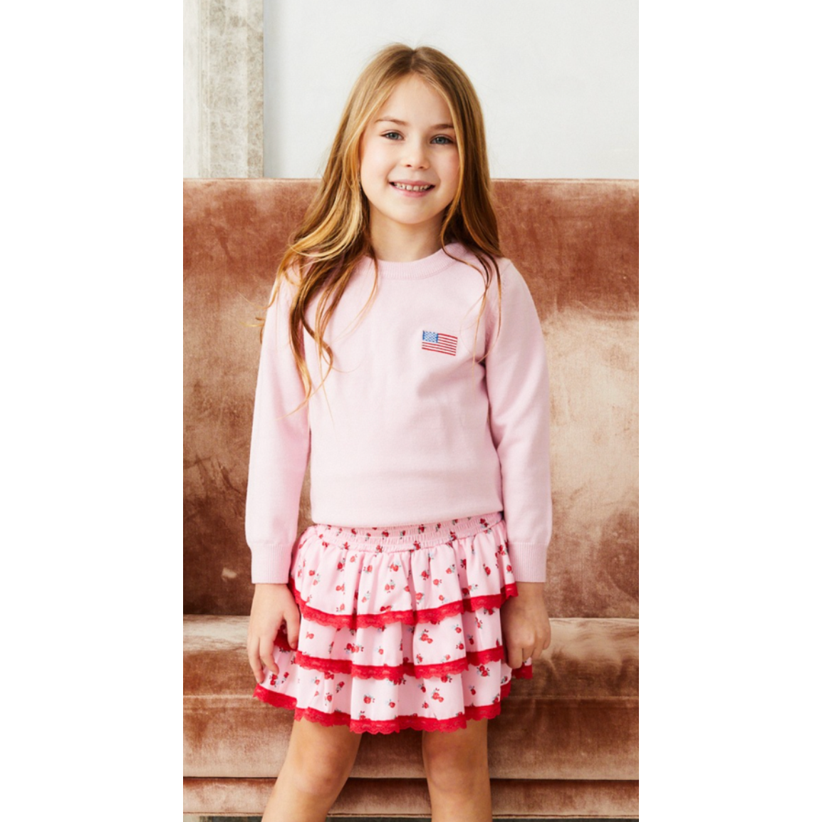 tiegen american flag pink sweater