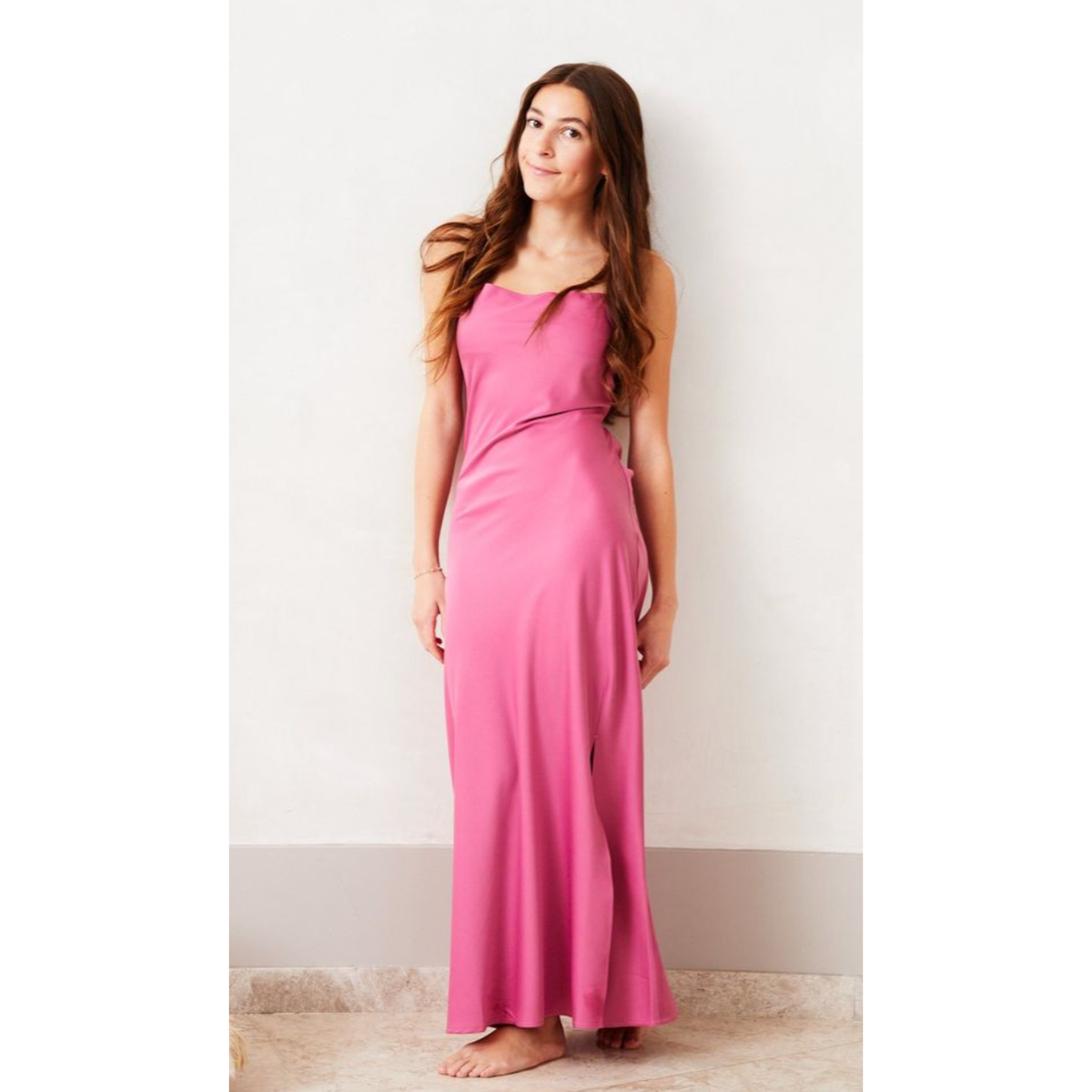 charlotte long satin ballet dress | rose