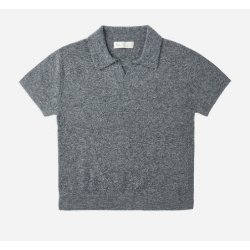 knitted polo || heather grey