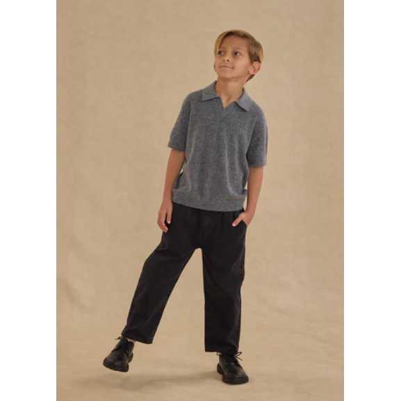 knitted polo || heather grey