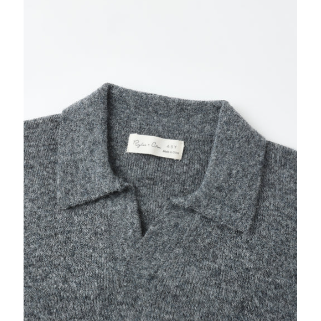 knitted polo || heather grey