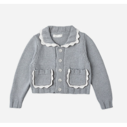 collared cardigan || dusty blue