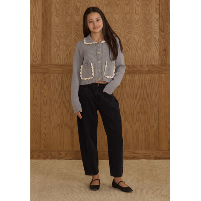 collared cardigan || dusty blue