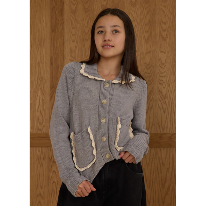 collared cardigan || dusty blue