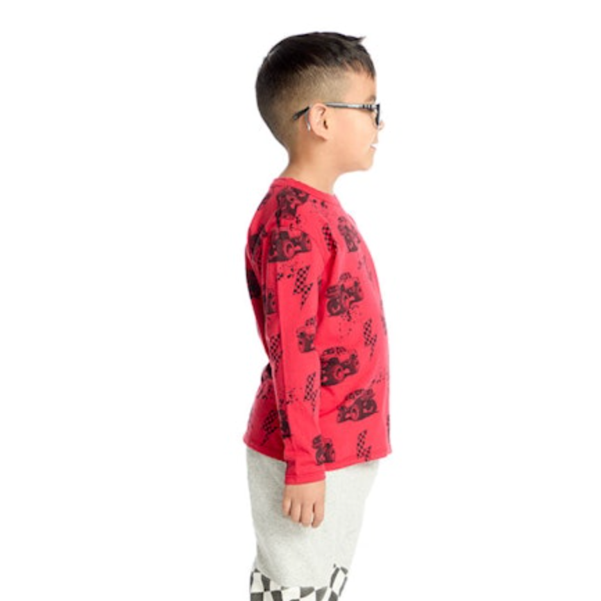 long sleeve monster struck tee | crimson