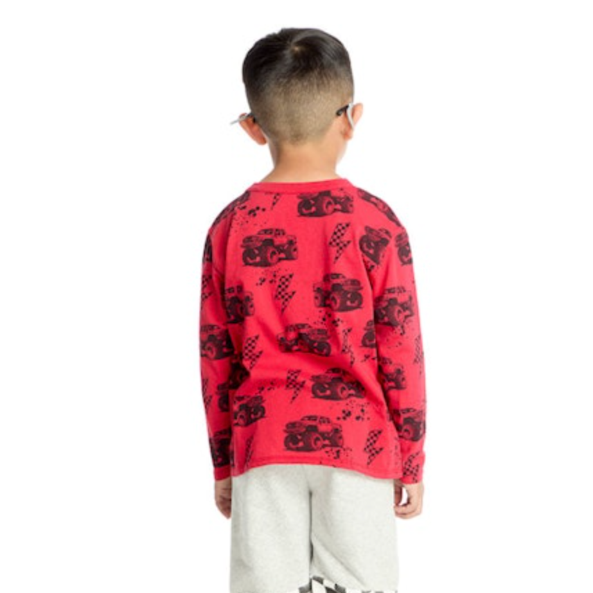 long sleeve monster struck tee | crimson