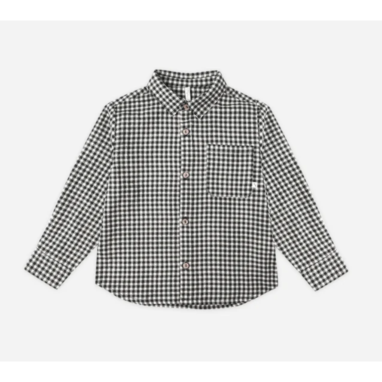 collared long sleeve shirt || black gingham
