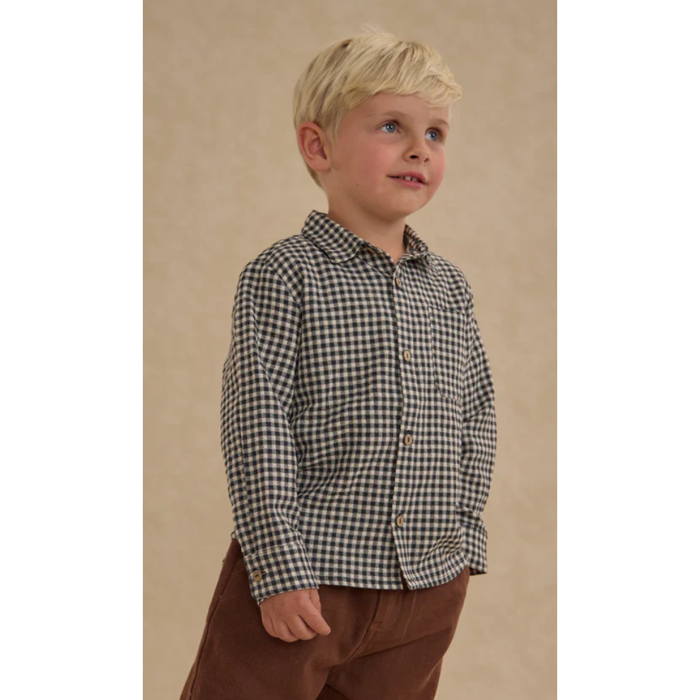 collared long sleeve shirt || black gingham