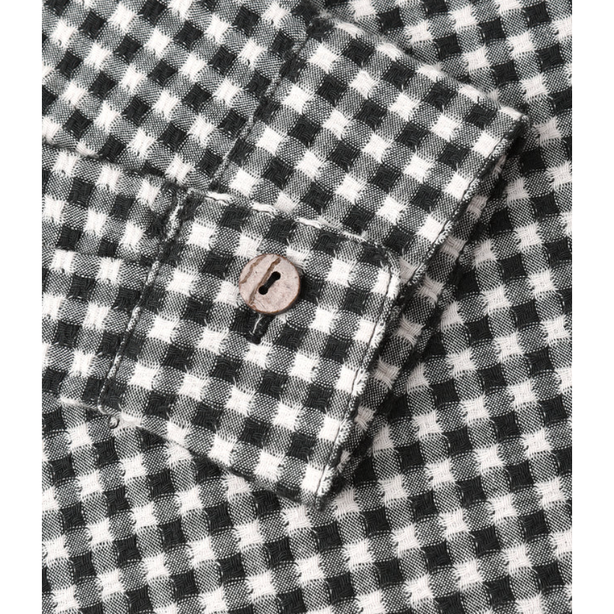 collared long sleeve shirt || black gingham