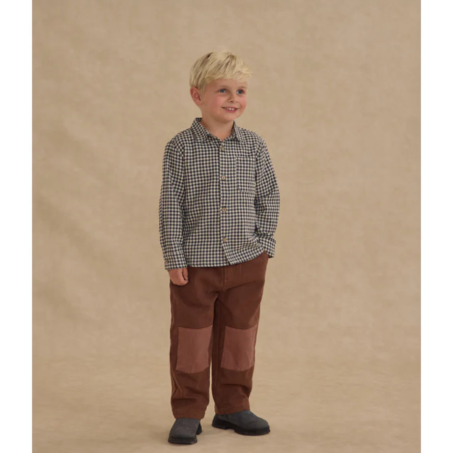 collared long sleeve shirt || black gingham