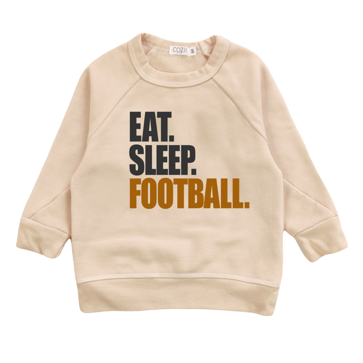 long sleeve contrast crew football sweatshirt | ivory