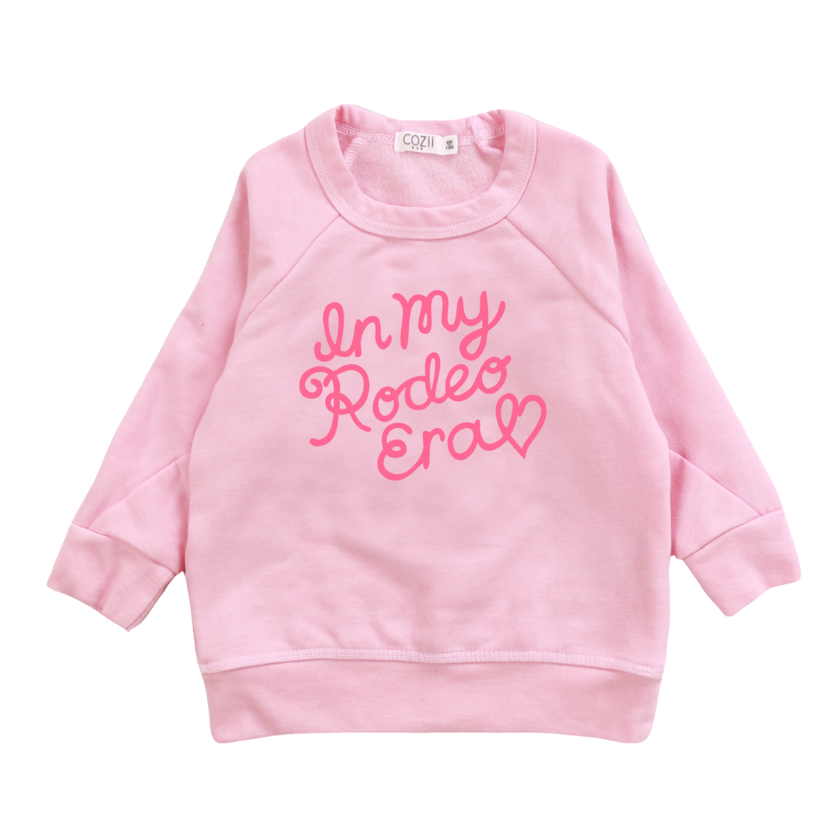 long sleeve contrast crew rodeo sweatshirt | pink