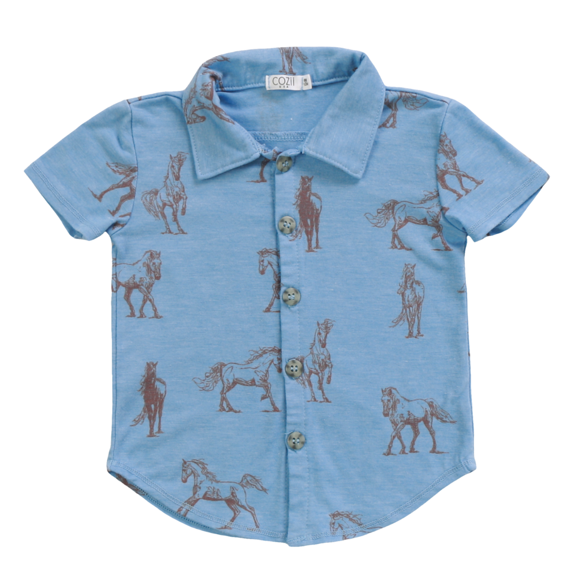 short sleeve button up shirt | blue