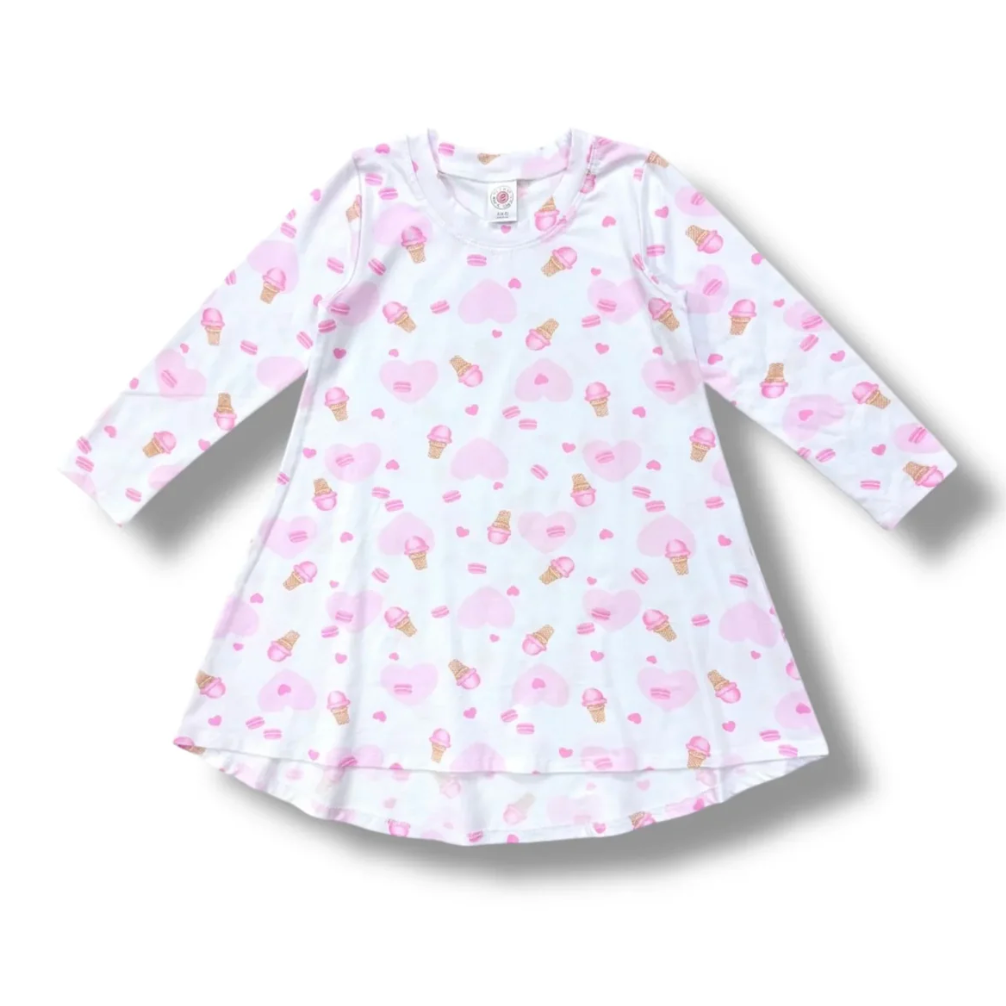 long sleeve high low dress | sweet ice cream