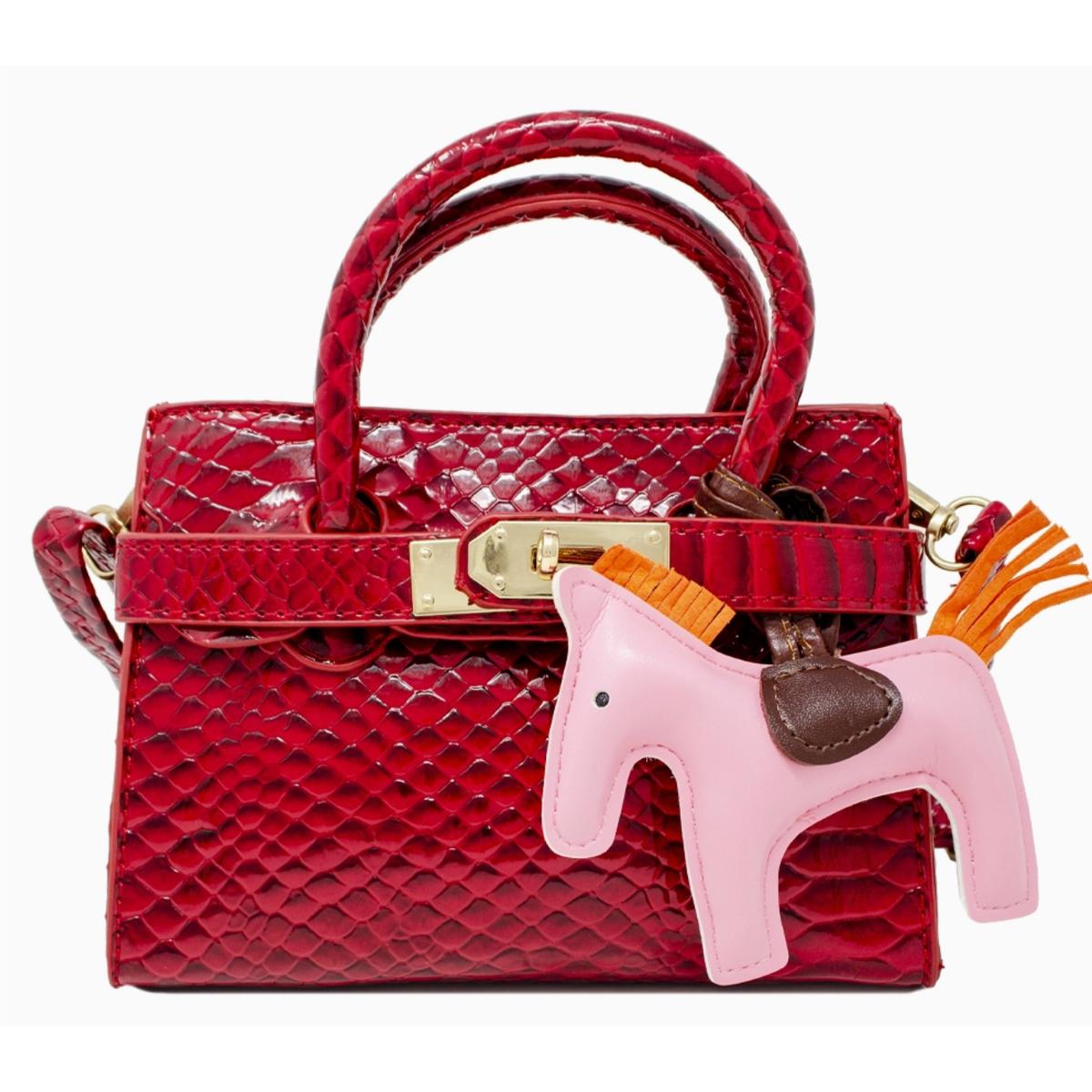 crocodile pony purse | red