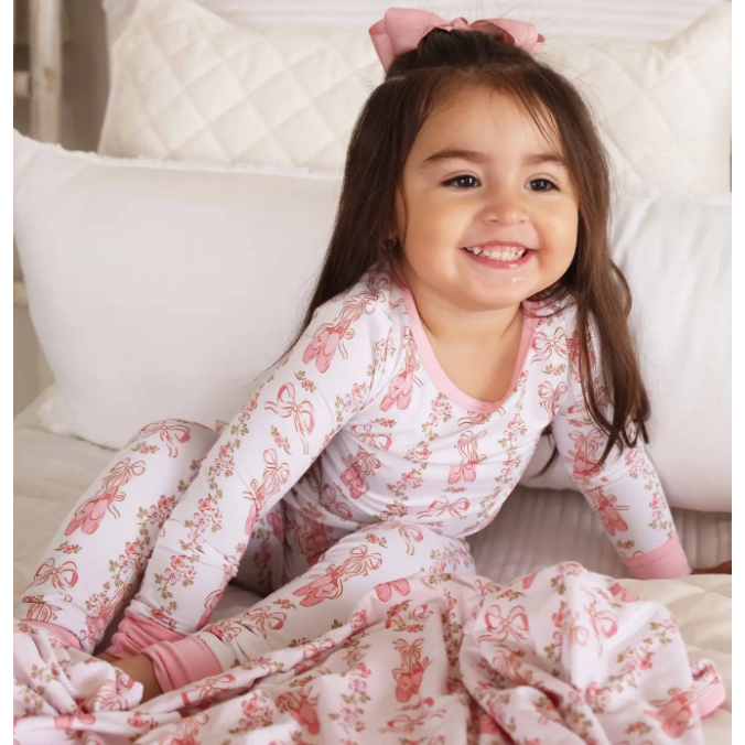 ballet blossoms 2 piece pajama set | pink