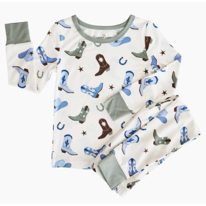 boot scootin&#39; 2 piece pajama set | blue