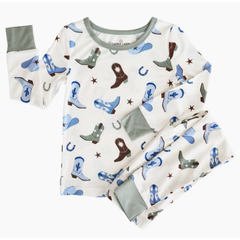 boot scootin' 2 piece pajama set | blue