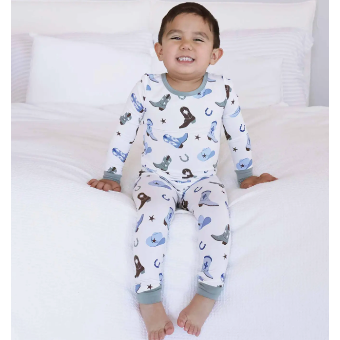 boot scootin' 2 piece pajama set | blue