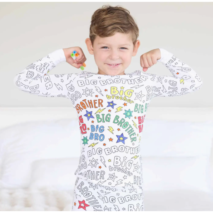 colorable 2 piece pajama set | big bro