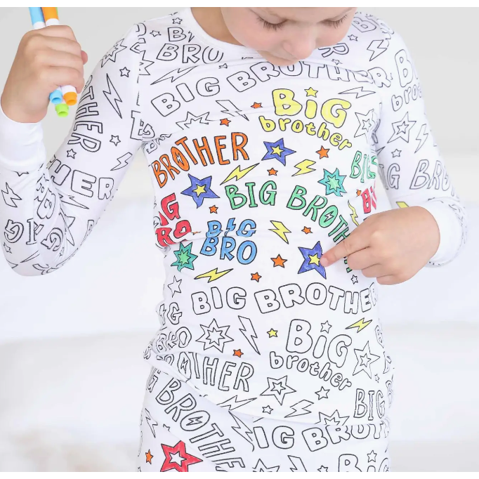 colorable 2 piece pajama set | big bro