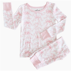 fancy frills 2 piece pajama set | pink