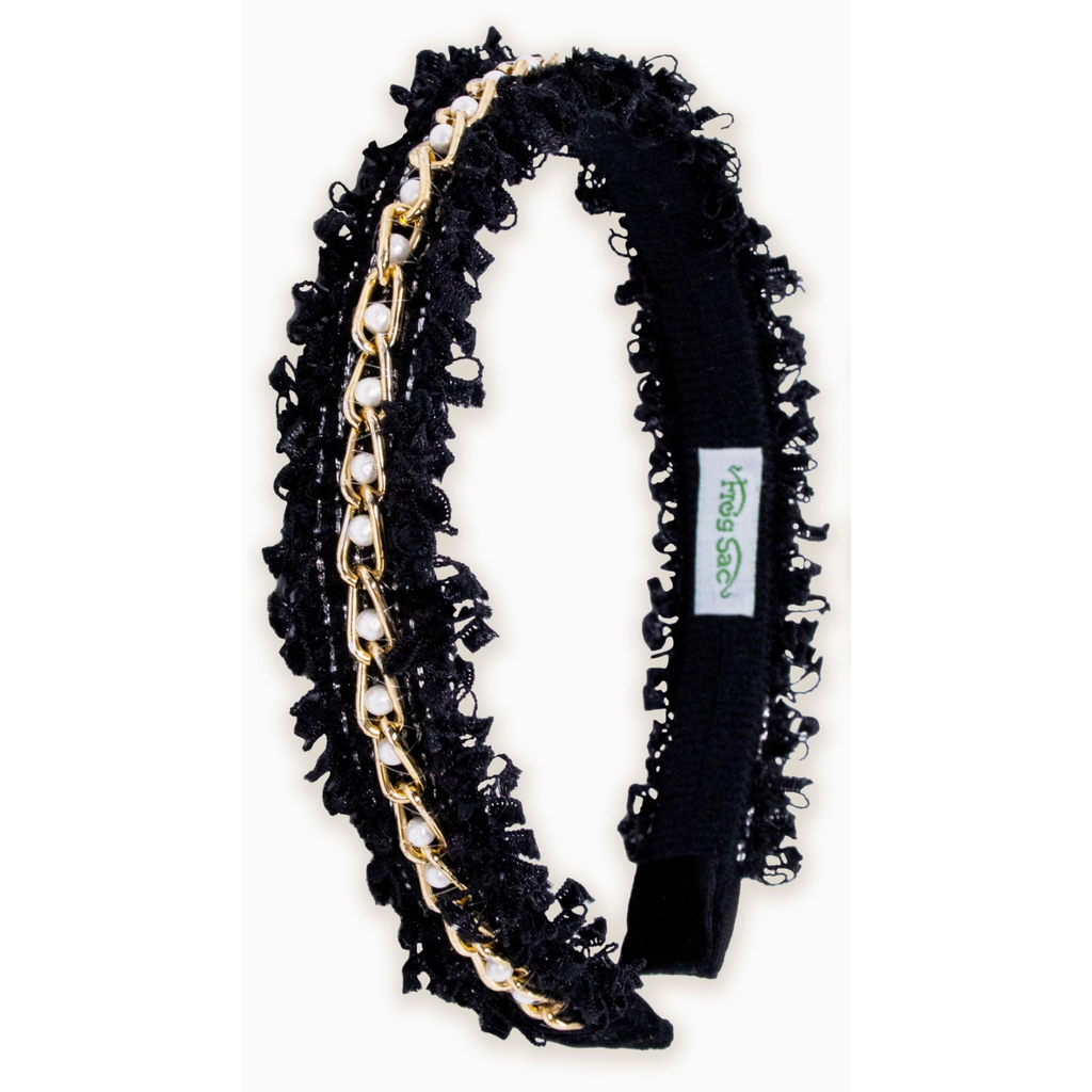 confetti pearl headband | black chain