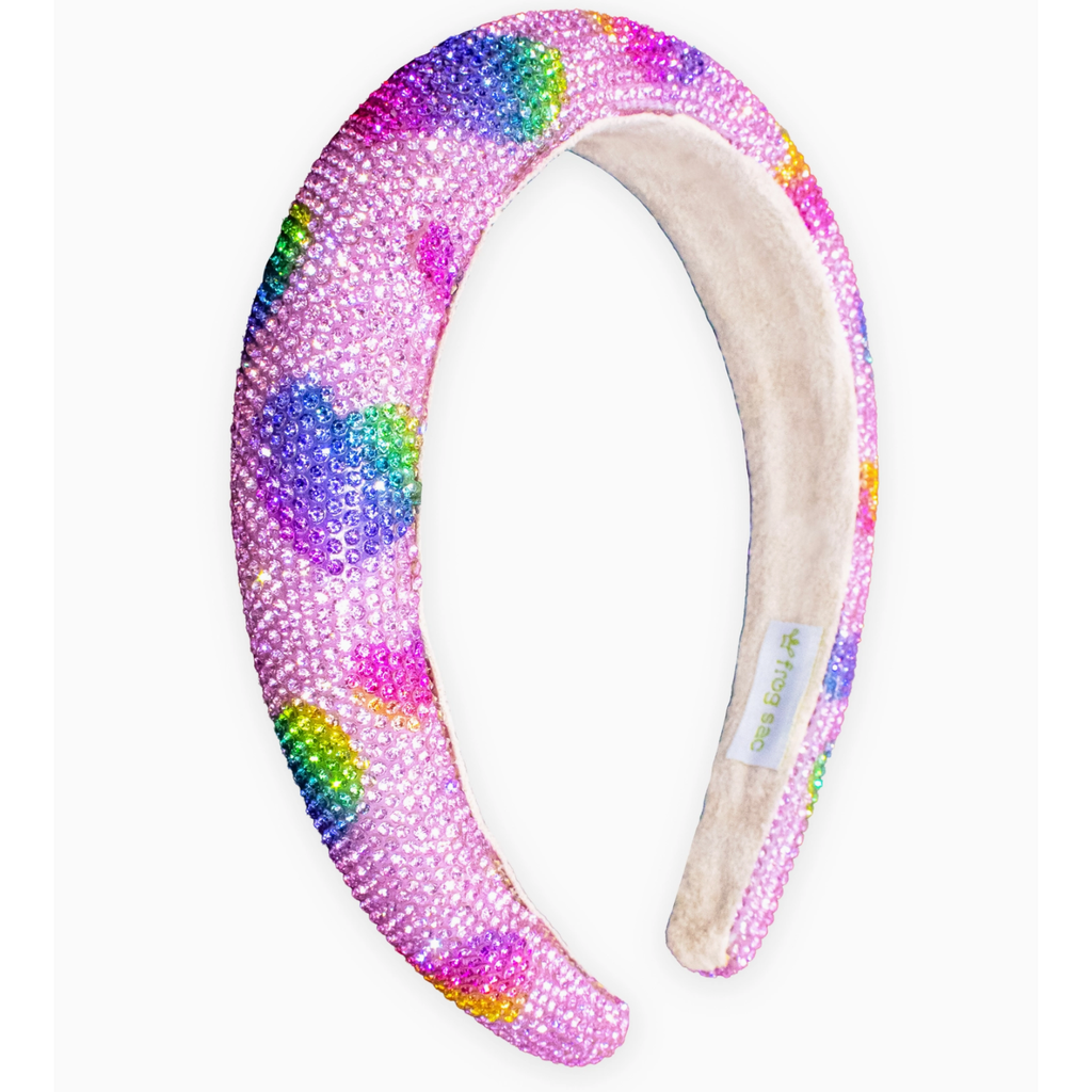 kids heart headband | padded rhinestone hair band for girls
