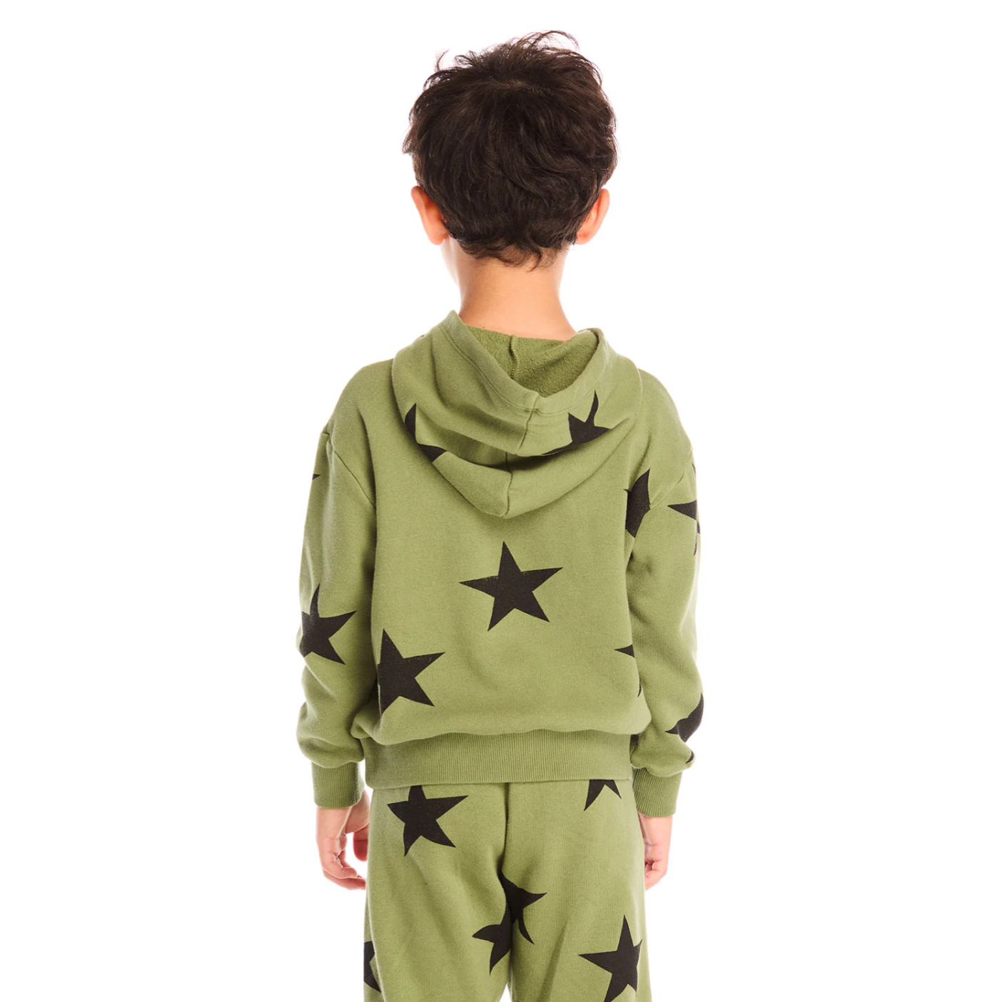 cotton fleece long sleeve hoodie | warrior green stars