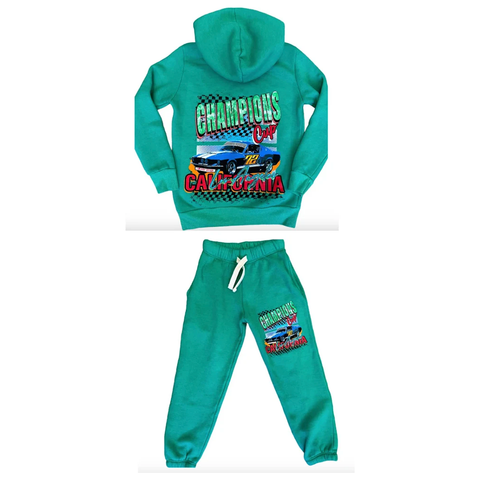 champions hoodie + sweat pant | green