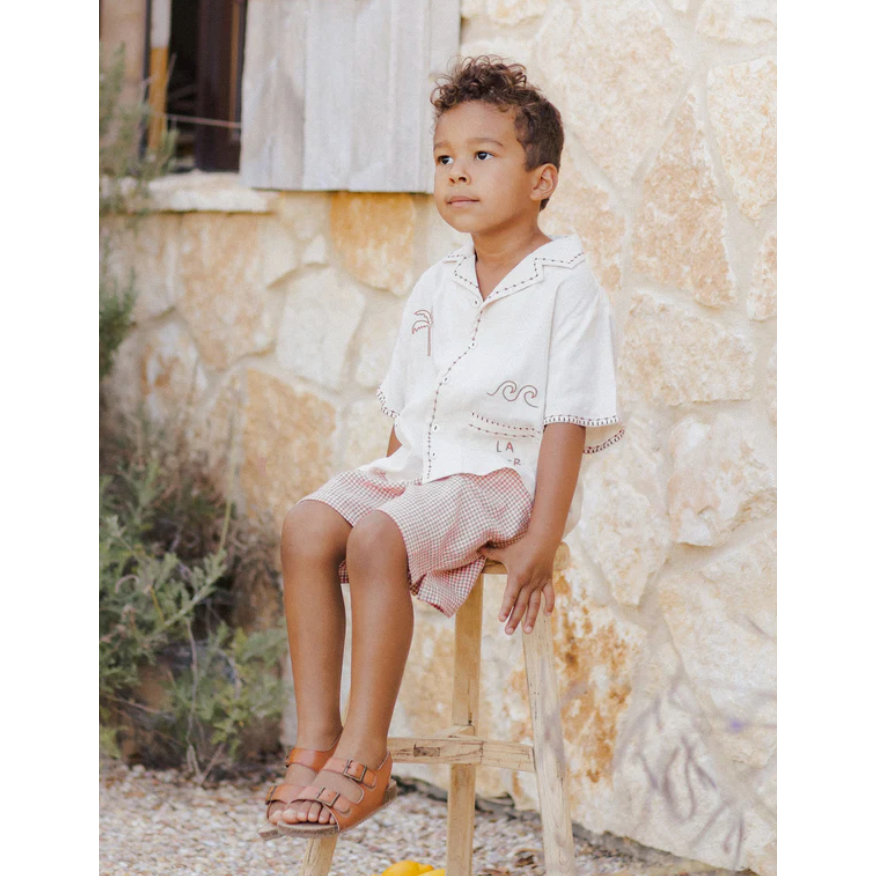 perry short || poppy gingham