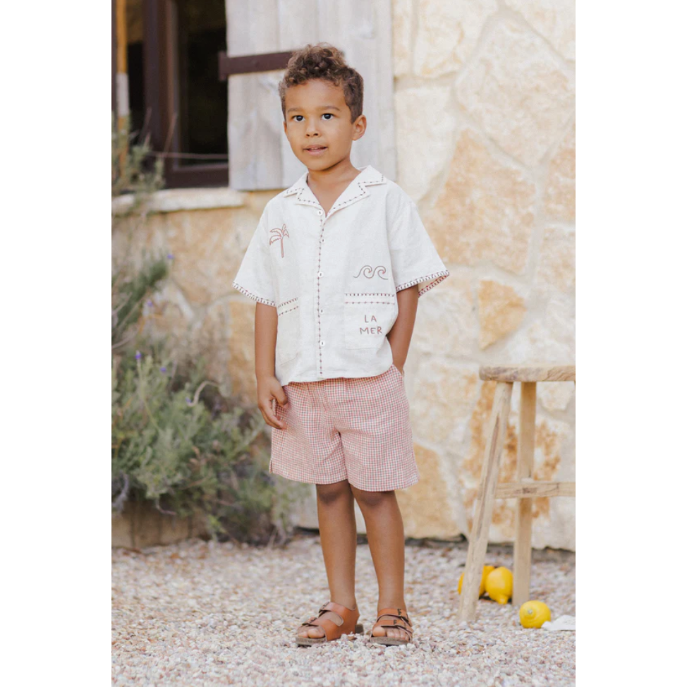 perry short || poppy gingham