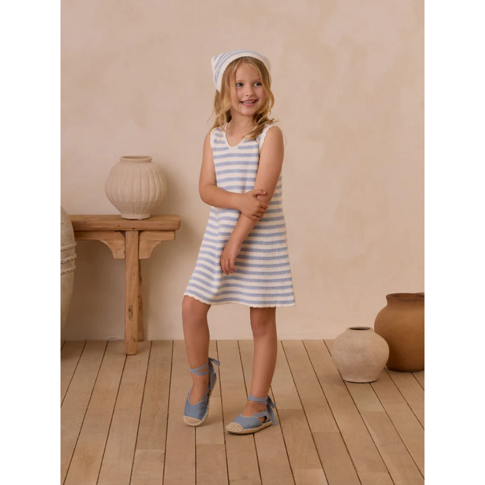 crochet tank mini dress || blue stripe