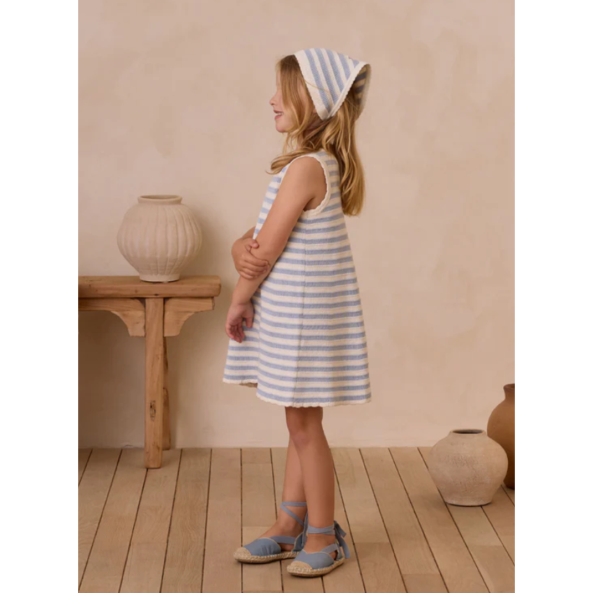 crochet tank mini dress || blue stripe