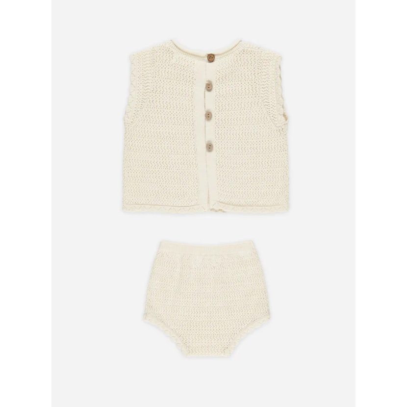 scallop knit baby set || cherry