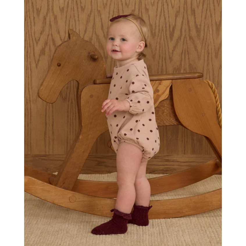 spongey knit romper | polka dots
