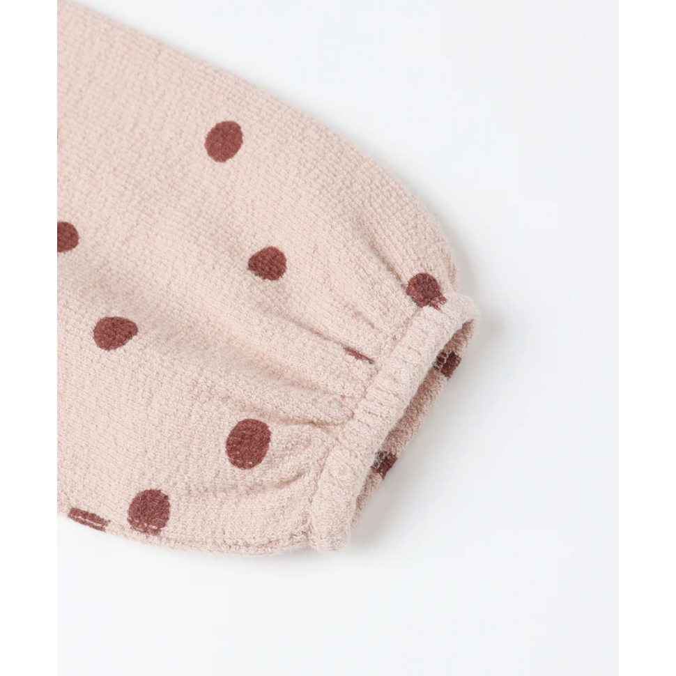 spongey knit romper | polka dots