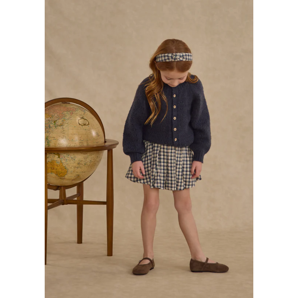 pleated mini skirt | navy check