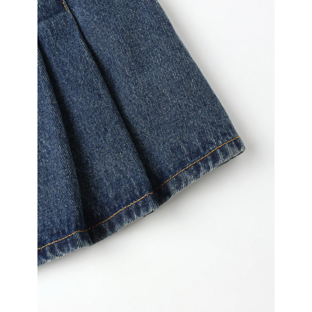 pleated denim skirt | indigo denim