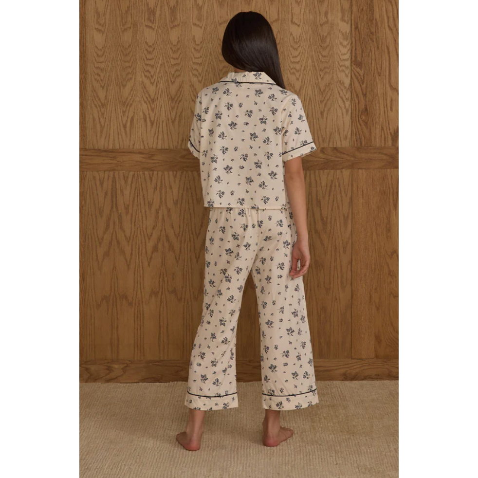 woven pajama set || blue floral