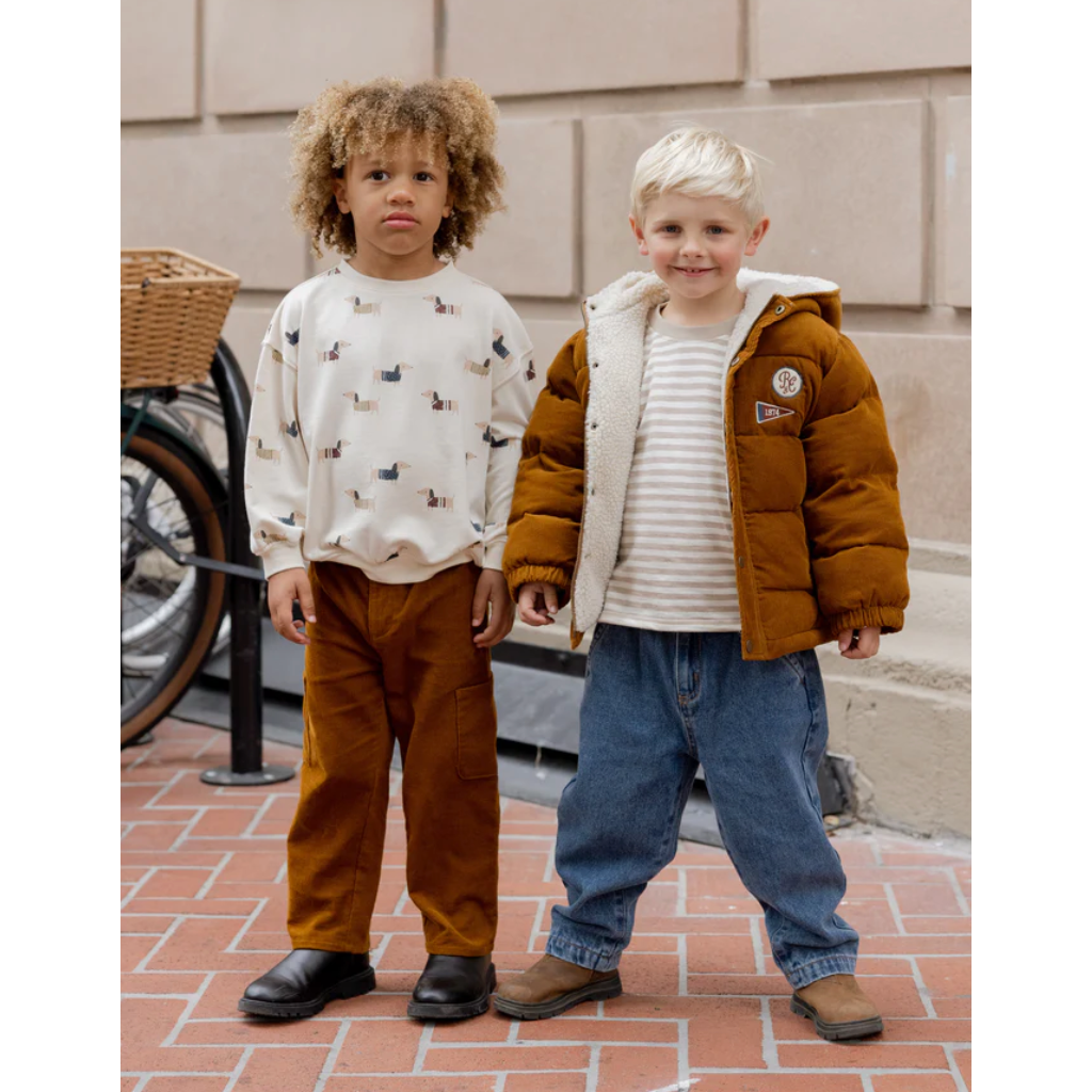 cord puffer jacket || golden