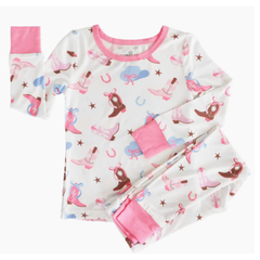 boot scootin' 2 piece pajama set | pink
