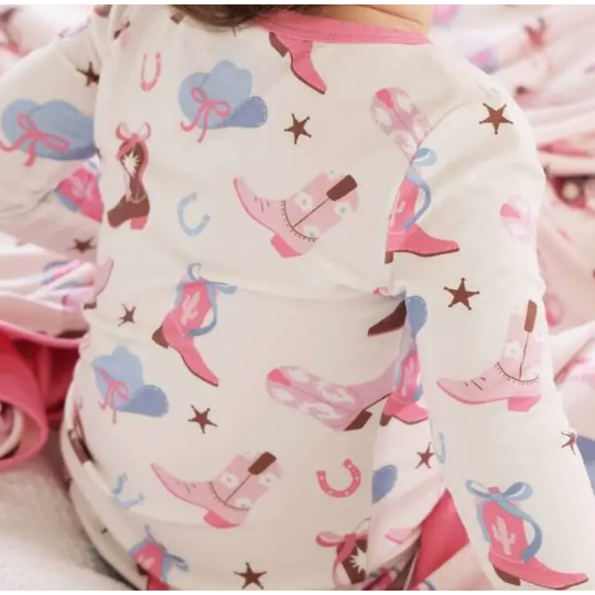 boot scootin' 2 piece pajama set | pink