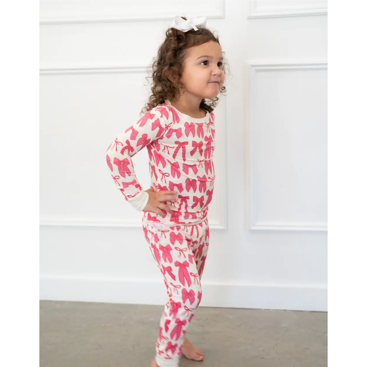 Hot Pink Bow | Two-Piece Pajama Set
