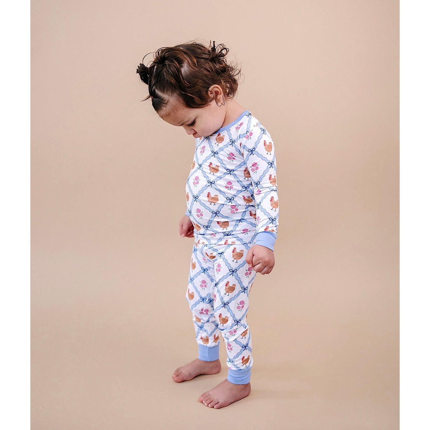 Bamboo Two Piece Set | Chickens & Flowers