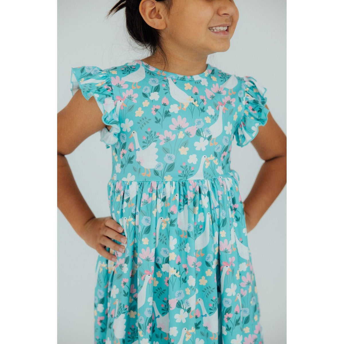 Silly Goose Flutter Sleeve Twirl Dress