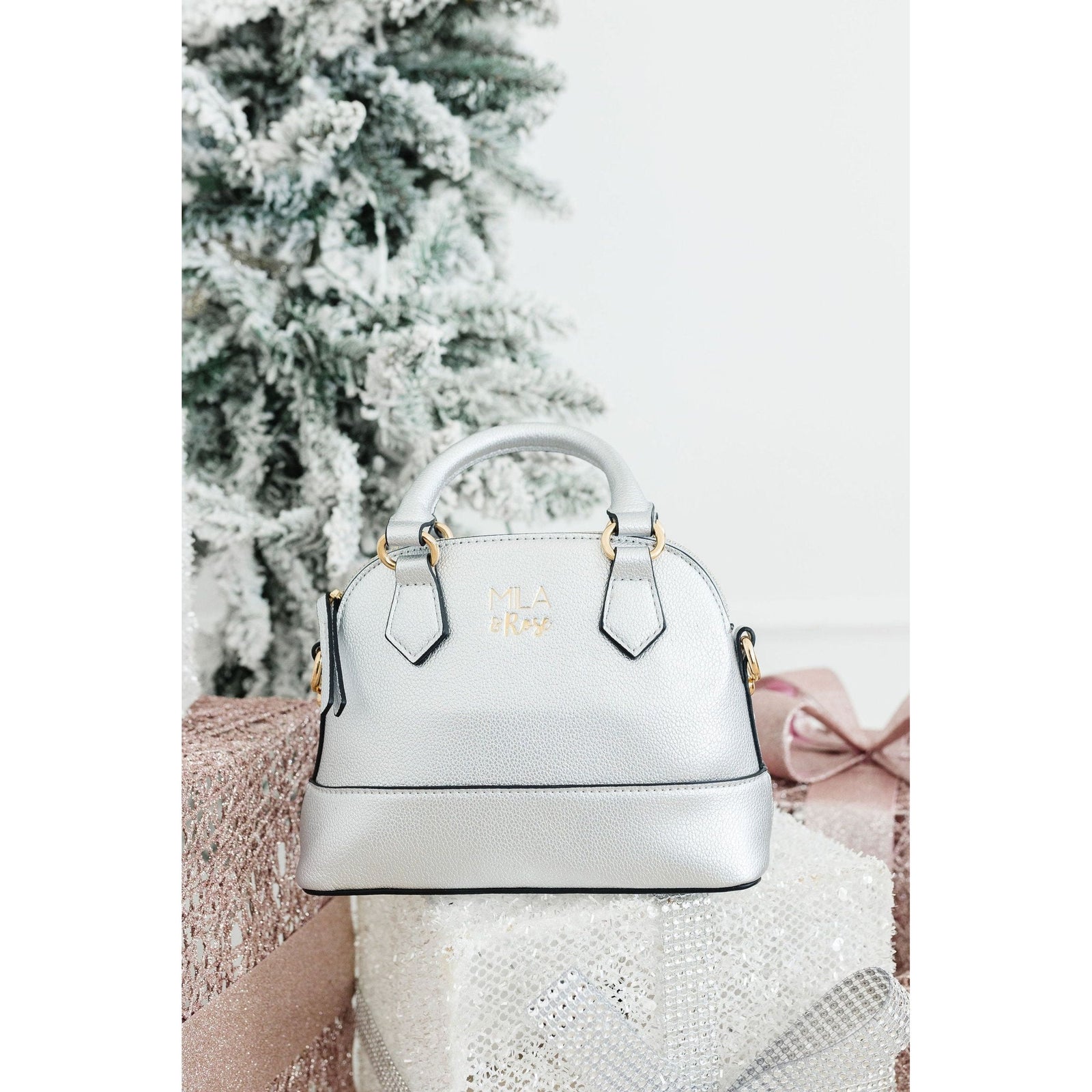 Silver Metallic Girl's Crossbody Purse
